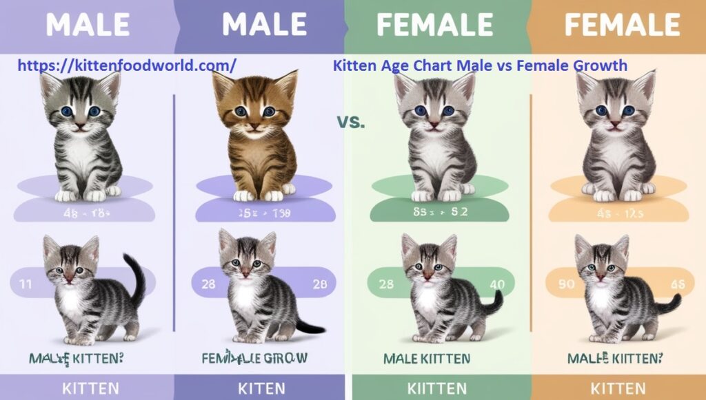 Visual of Kitten Age Chart Male and Female Growth