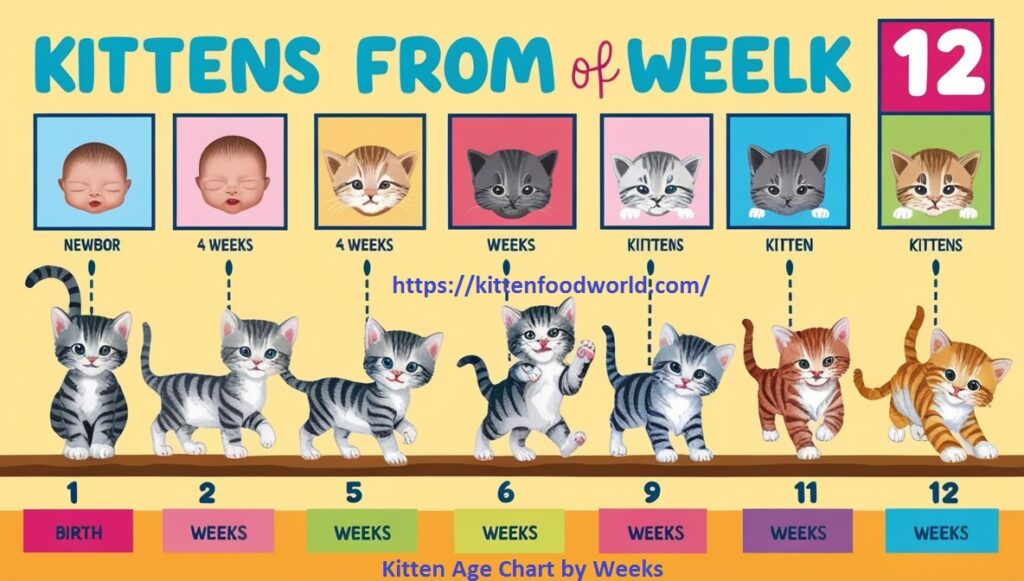 Visual of Kitten Age Chart by week