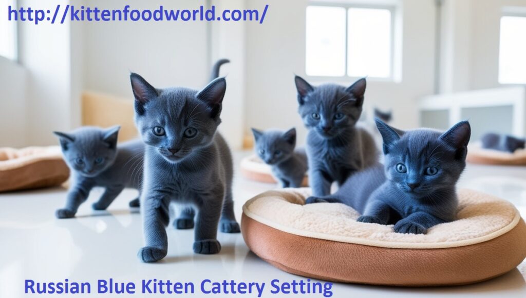 Visual of Russian Blue Kitten Cattery Setting