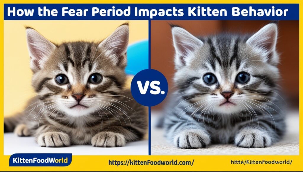 Comparison of a relaxed kitten and a kitten showing fear period behavior for better understanding