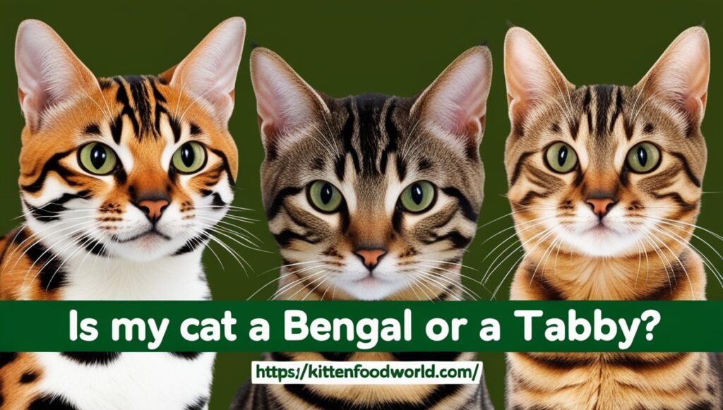 Close-up of Bengal, tabby, and Bengal mix coats for comparison. 