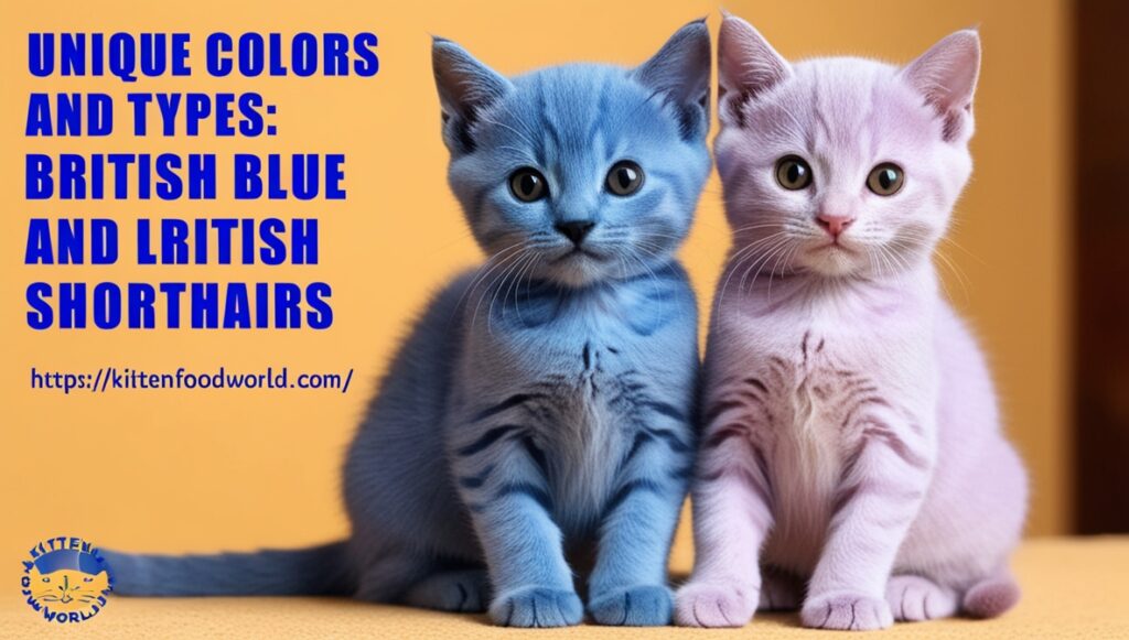 Two British Shorthair kittens, one with a British blue coat and the other in a lilac shade, sitting together.