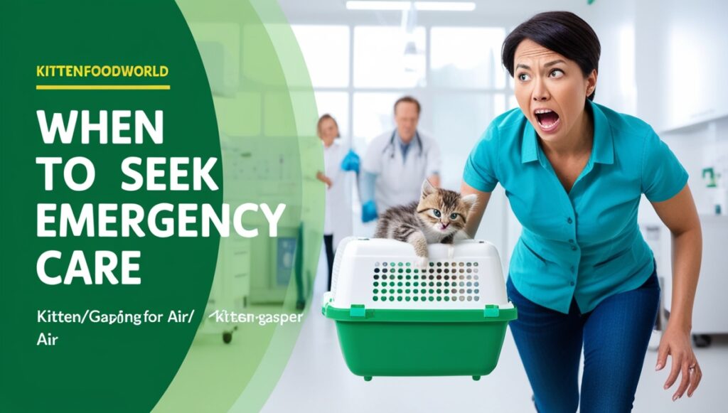 A pet owner taking a kitten to an emergency veterinary clinic.
