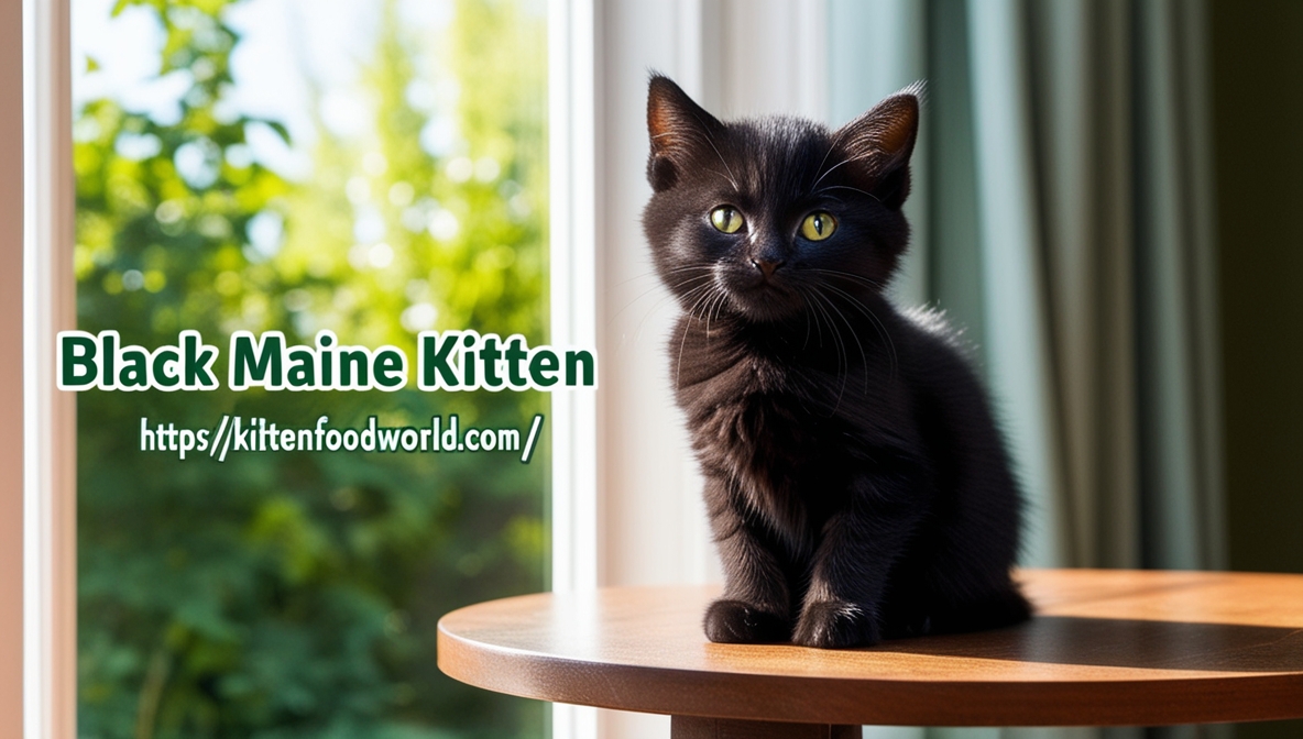 Black Maine Coon Kitten in Sunlight