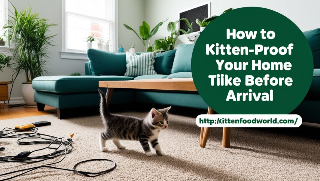 A kitten exploring a kitten-proofed living room with no hazards.